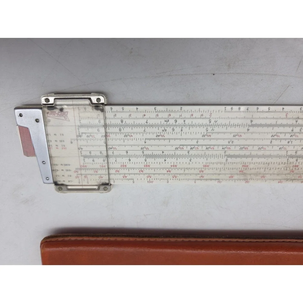 Keuffel & Esser K&E Deci-Lon 10 Slide Rule 68 1100 Leather Case USA Vintage